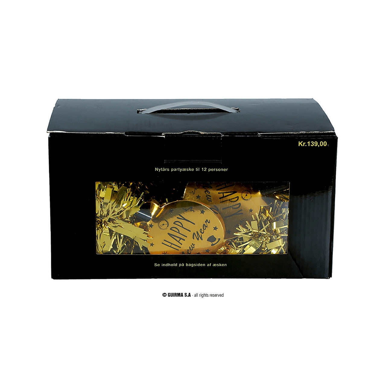 Op deze afbeelding zie je een Accessoires, van het merk Guirma. Parfty Box Happy New Year Goud 12 Personen