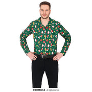 Op deze afbeelding zie je een Kostuums, van het merk Guirma. Overhemd Happy Merry Xmas Groen Man