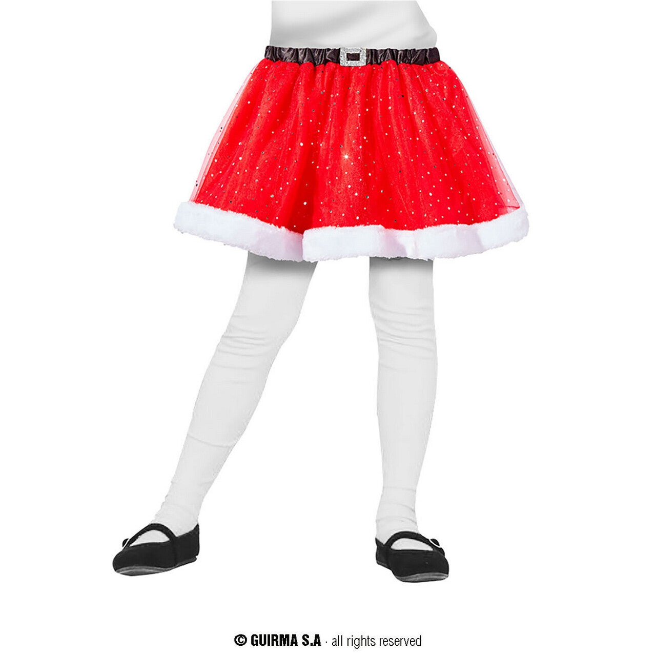 Op deze afbeelding zie je een Kostuums, van het merk Guirma. Glitter Tutu Little Santa Rood Kind Meisje