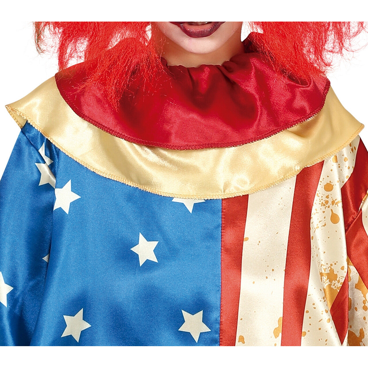 Op deze afbeelding zie je een Kostuums, van het merk Guirca. Moordlustige USA Clown Kind Kostuum