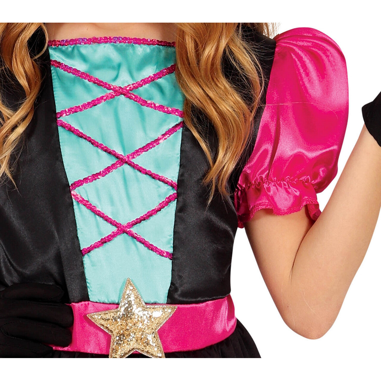 Op deze afbeelding zie je een Kostuums, van het merk Guirca. Roze Star Witch Rockadelia Meisje Kostuum