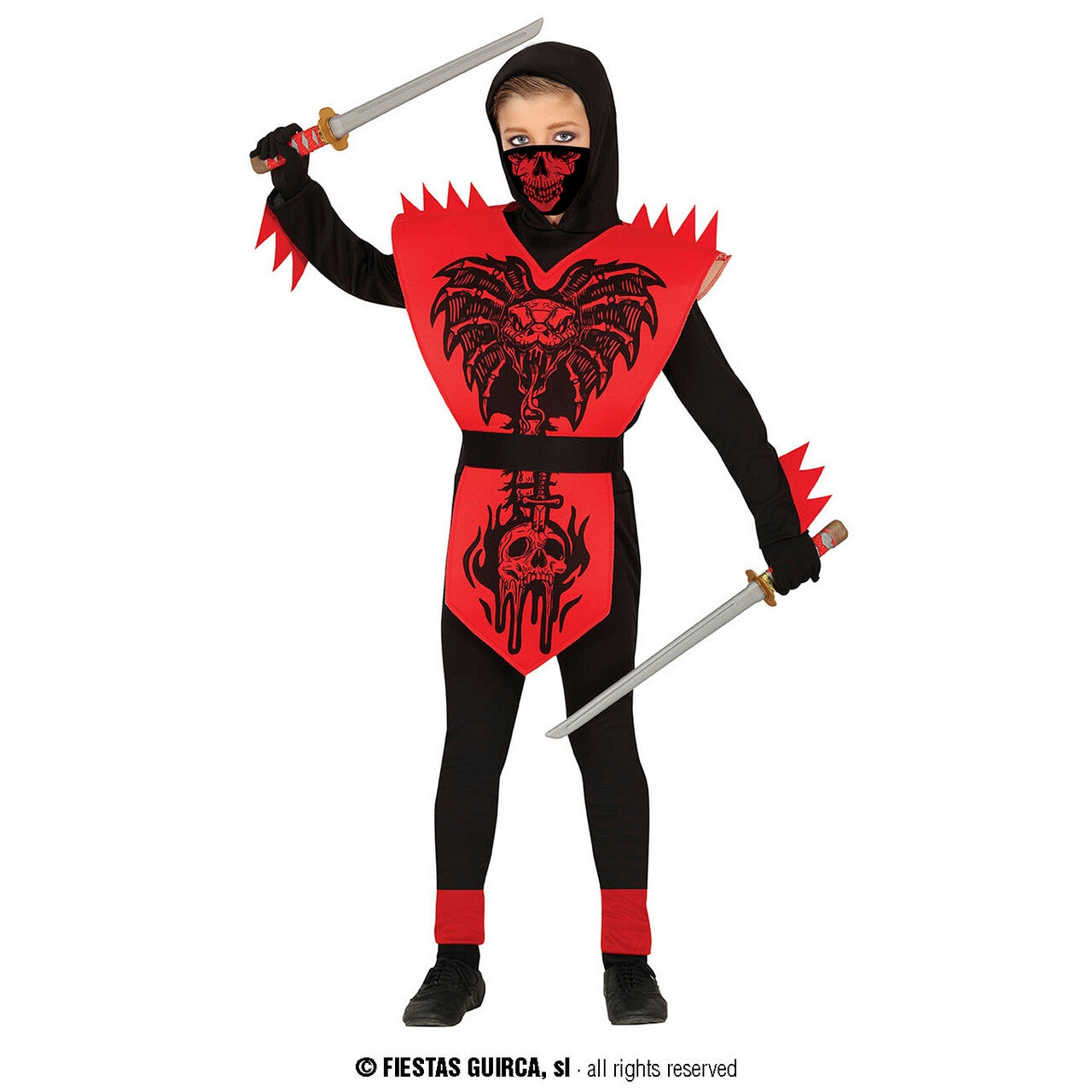 Op deze afbeelding zie je een Kostuums, van het merk Guirca. Dodelijke Cobra Ninja Ka Ching Kind Kostuum
