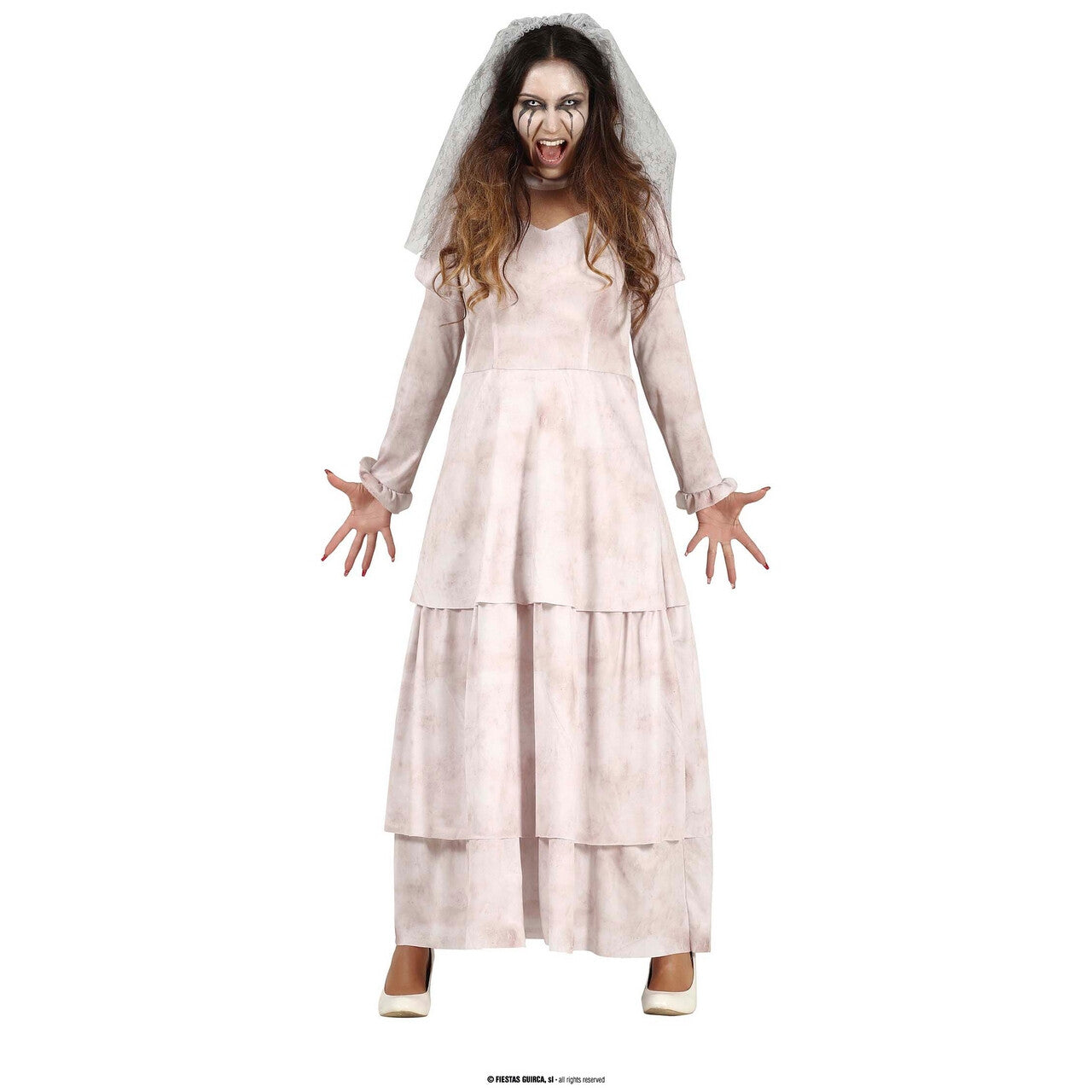 Op deze afbeelding zie je een Kostuums, van het merk Guirca. Hysterische Spookbruid Hester Vrouw Kostuum