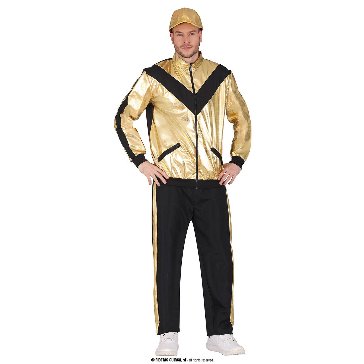 Op deze afbeelding zie je een Kostuums, van het merk Guirca. Golden Race Tracksuit Man Kostuum