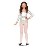 Op deze afbeelding zie je een Kostuums, van het merk Guirca. Gymnastiek Metallic Bodysuit Kind Zilver Meisje Kostuum