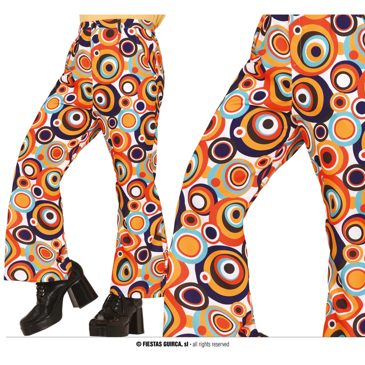Op deze afbeelding zie je een Kostuums, van het merk Guirca. 70s Oranje Curly Wurly Broek Man