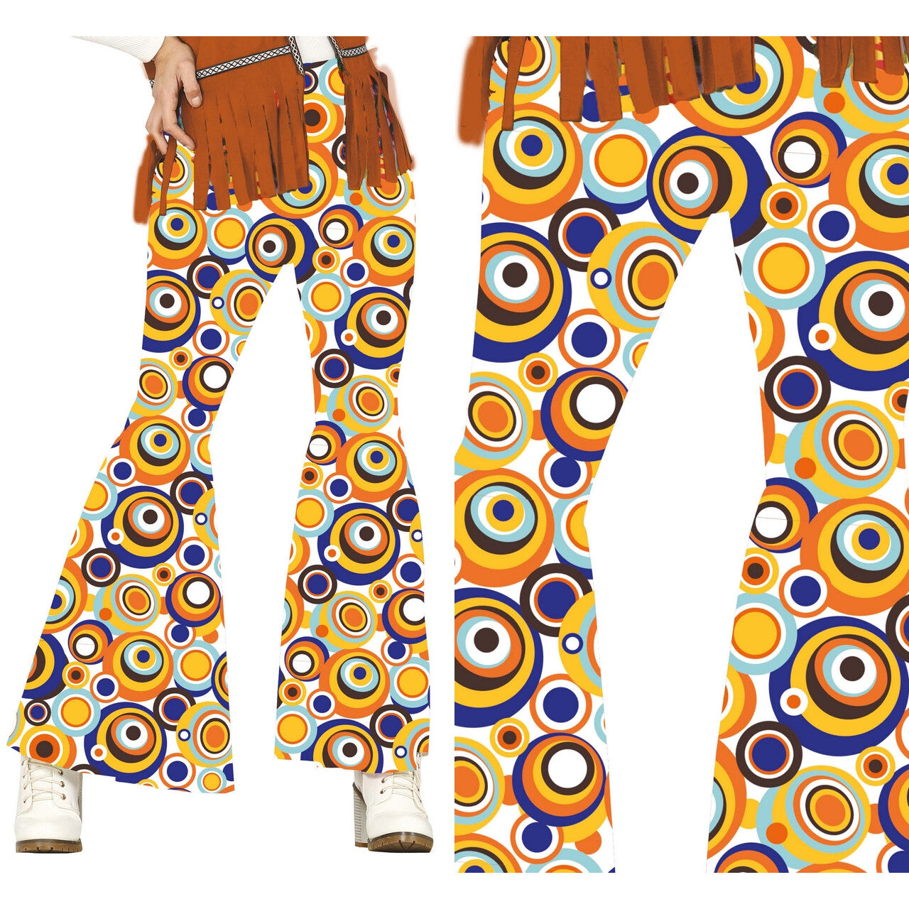 Op deze afbeelding zie je een Kostuums, van het merk Guirca. 70s Curly Rondjes Broek Vrouw