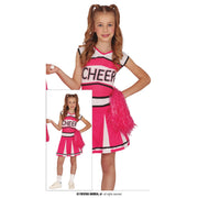 Op deze afbeelding zie je een Kostuums, van het merk Guirca. Pink Cheer Team Cheerleader Meisje Kostuum