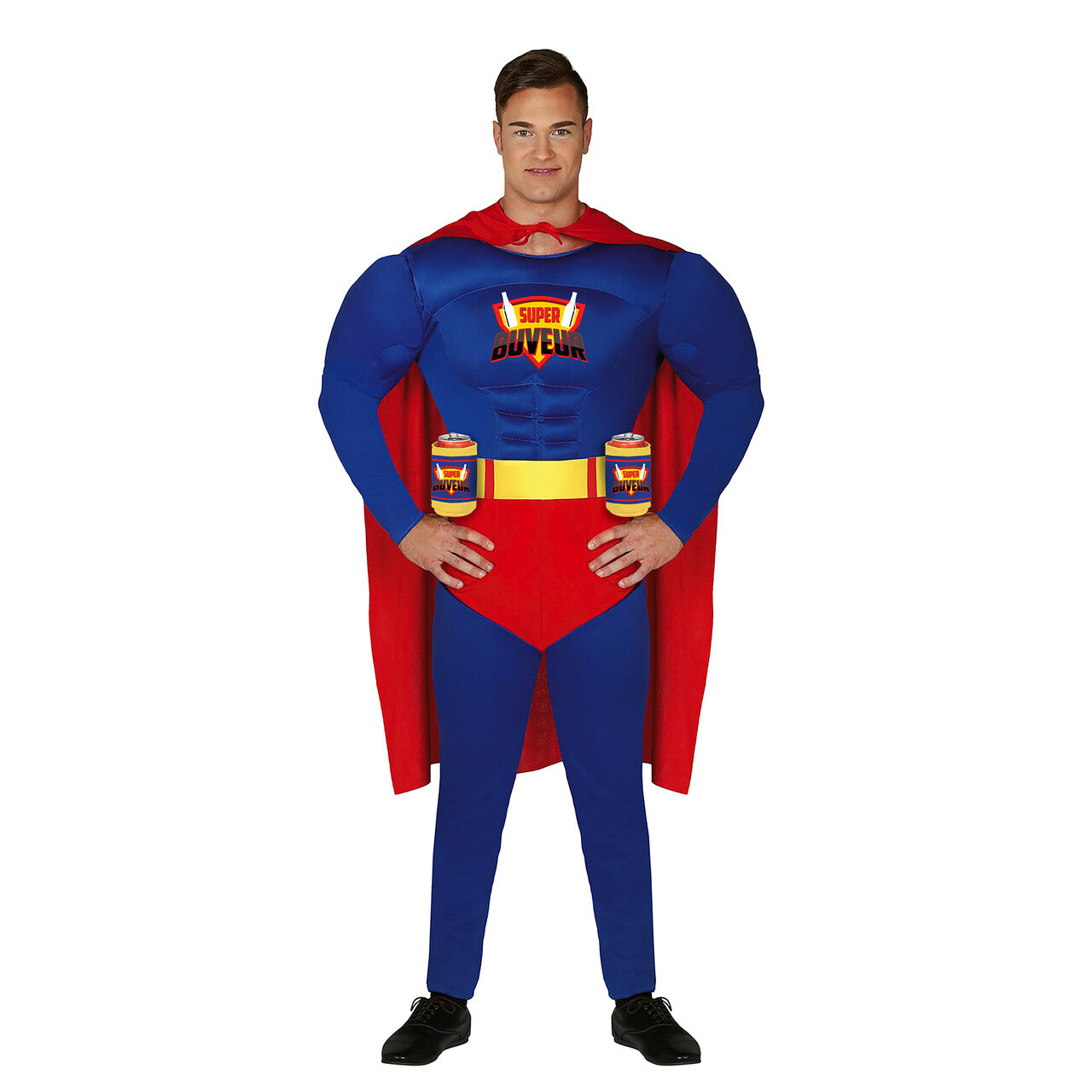 Op deze afbeelding zie je een Kostuums, van het merk Guirca. Superheld Superdrinker Man Kostuum