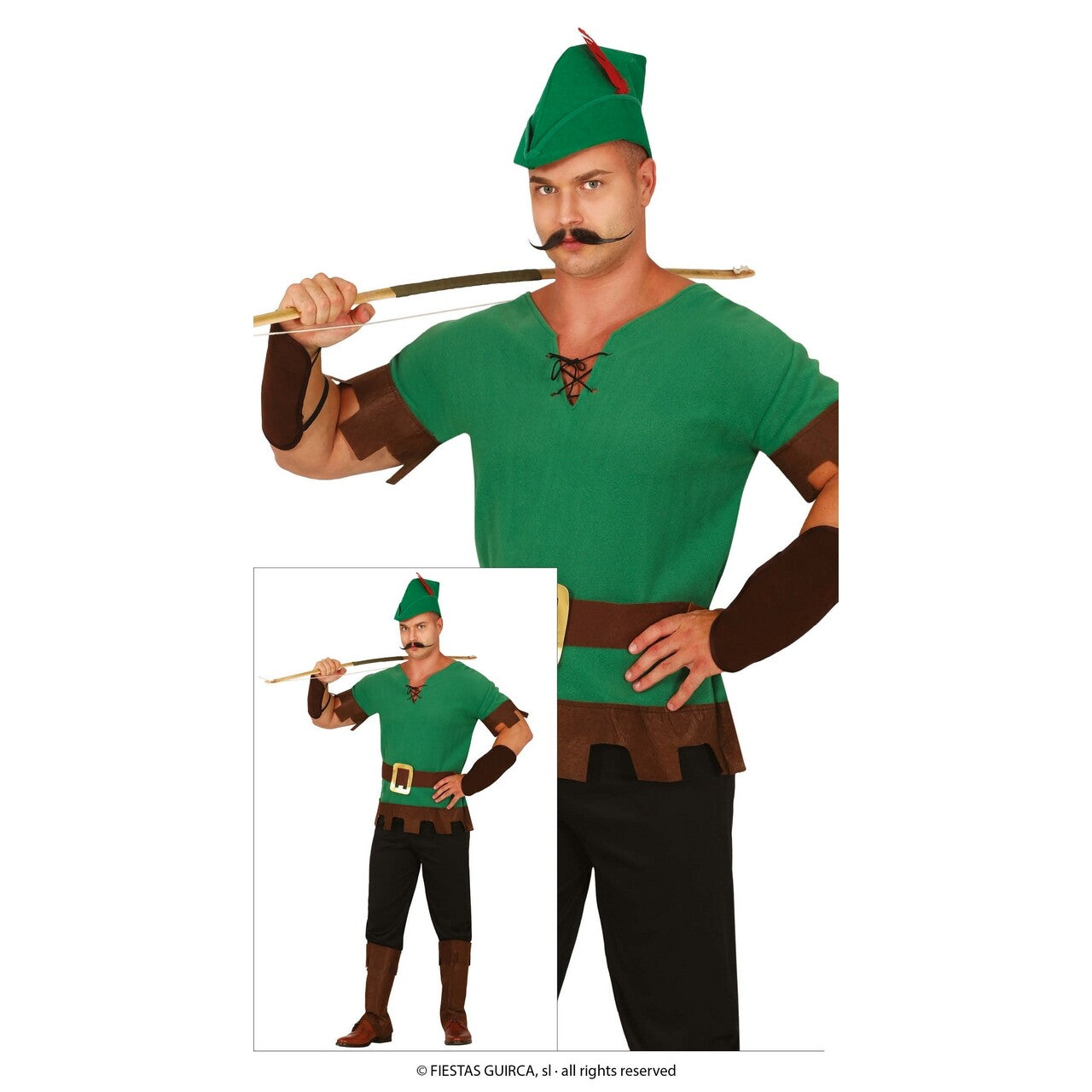 Op deze afbeelding zie je een Kostuums, van het merk Guirca. Bosboef Boogschutter Man Kostuum