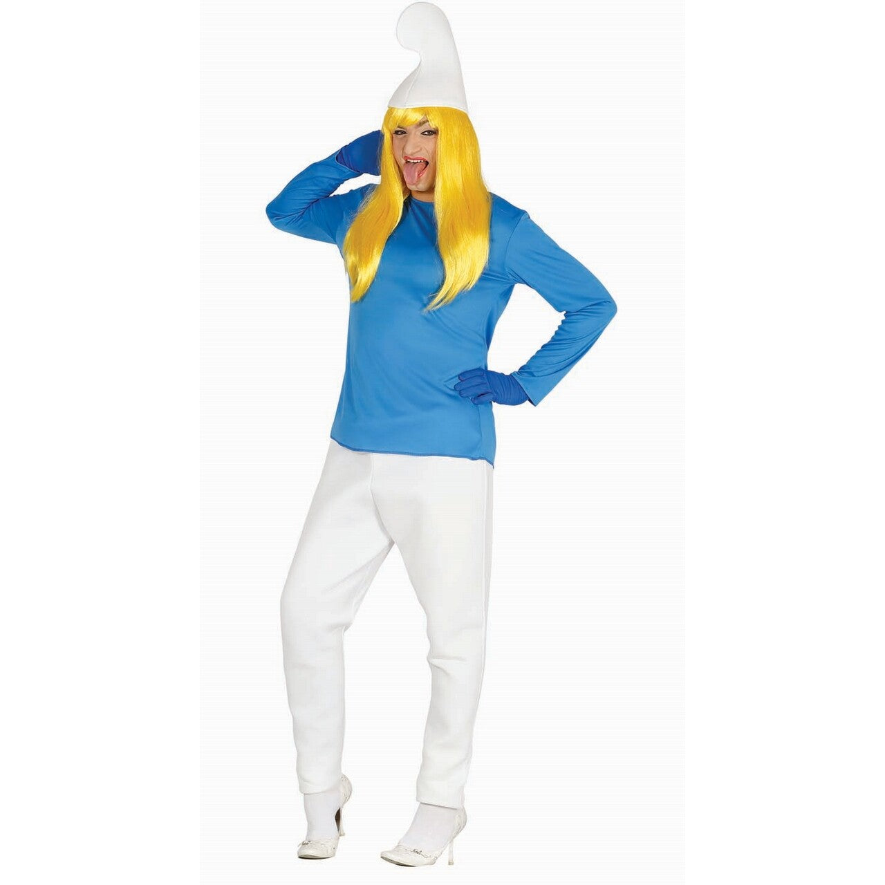 Op deze afbeelding zie je een Kostuums, van het merk Guirca. Blauwe Bos Smurf Man Kostuum