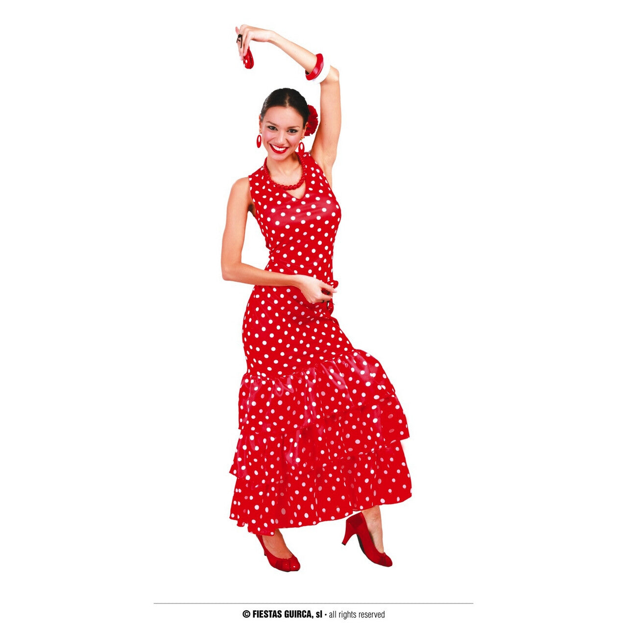 Op deze afbeelding zie je een Kostuums, van het merk Guirca. Spaanse Flamenco Danseres Carmen Vrouw Kostuum