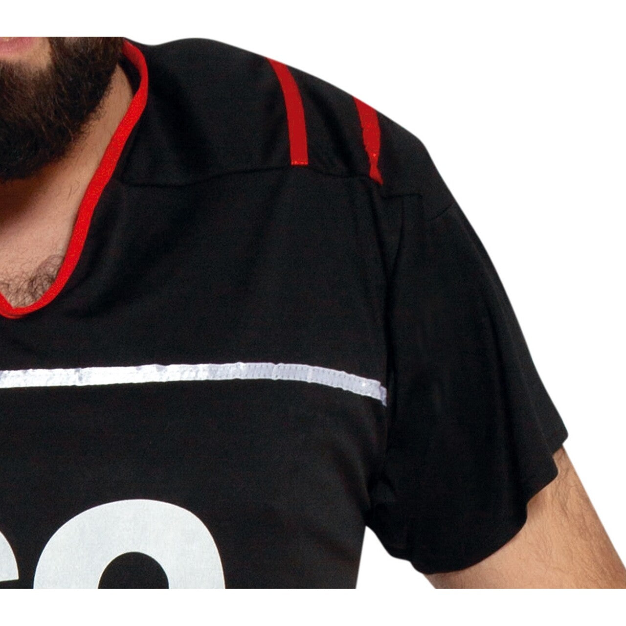 Op deze afbeelding zie je een Kostuums, van het merk Guirca. Quarterback Rugby Speler Nummer 69 Man Kostuum