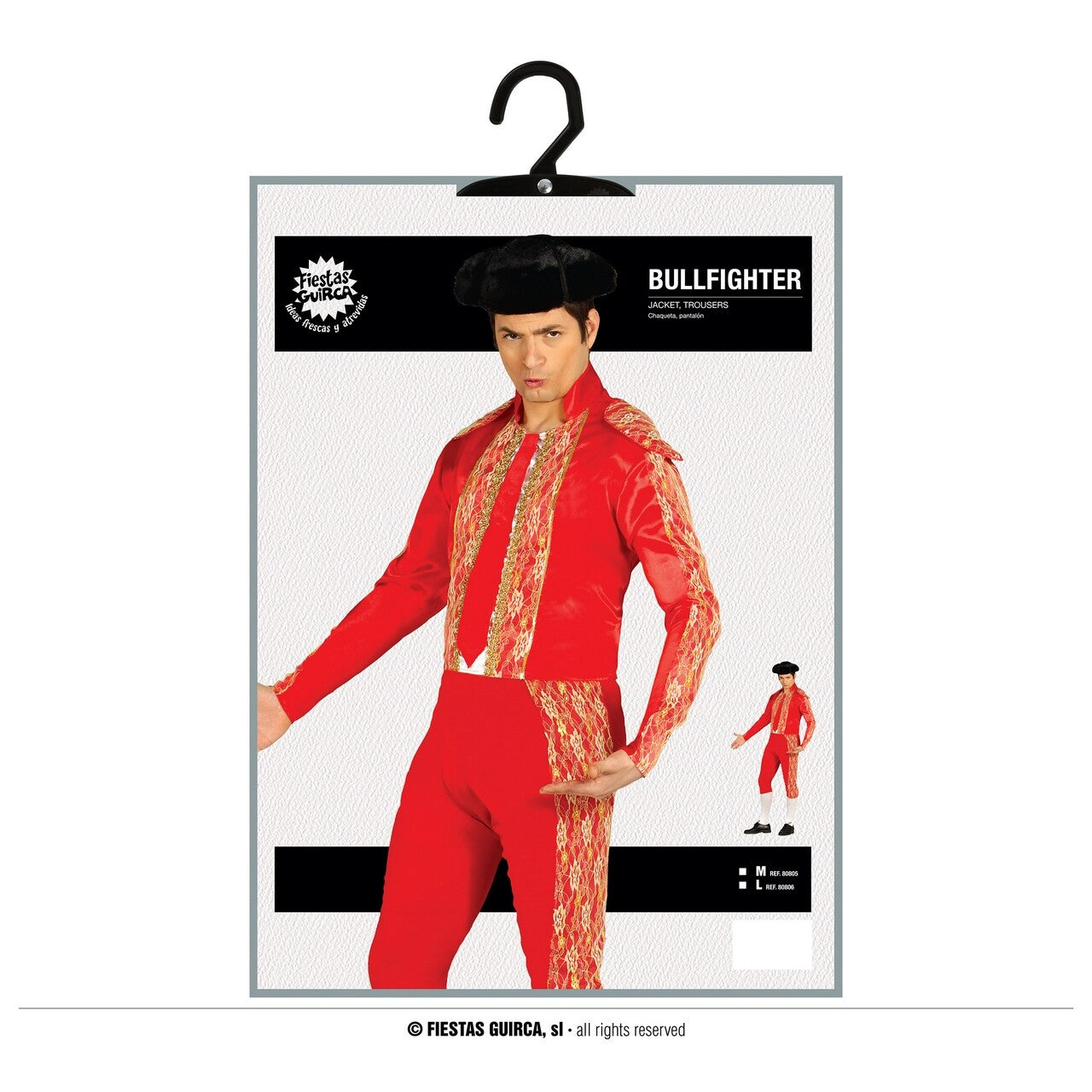 Op deze afbeelding zie je een Kostuums, van het merk Guirca. Spaanse Stierenvechter Matador Padilla Man Kostuum
