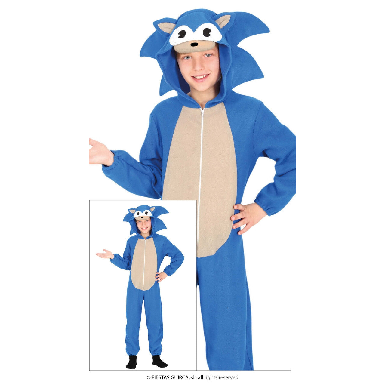 Op deze afbeelding zie je een Kostuums, van het merk Guirca. Supersonische Blauwe Egel Kind Kostuum
