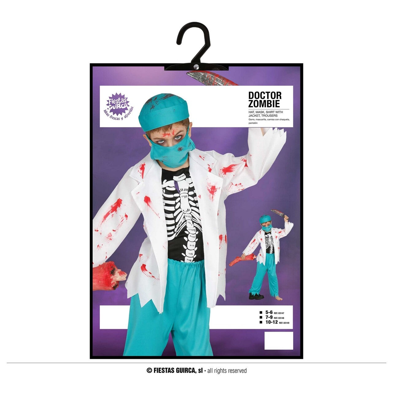 Op deze afbeelding zie je een Kostuums, van het merk Guirca. Zombie Dokter Lustbloed Kind Kostuum