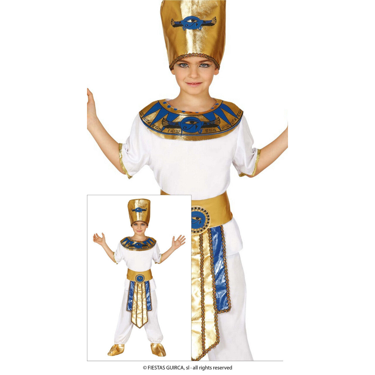 Op deze afbeelding zie je een Kostuums, van het merk Guirca. Jongste Farao Van Egypte Amon Jongen Kostuum