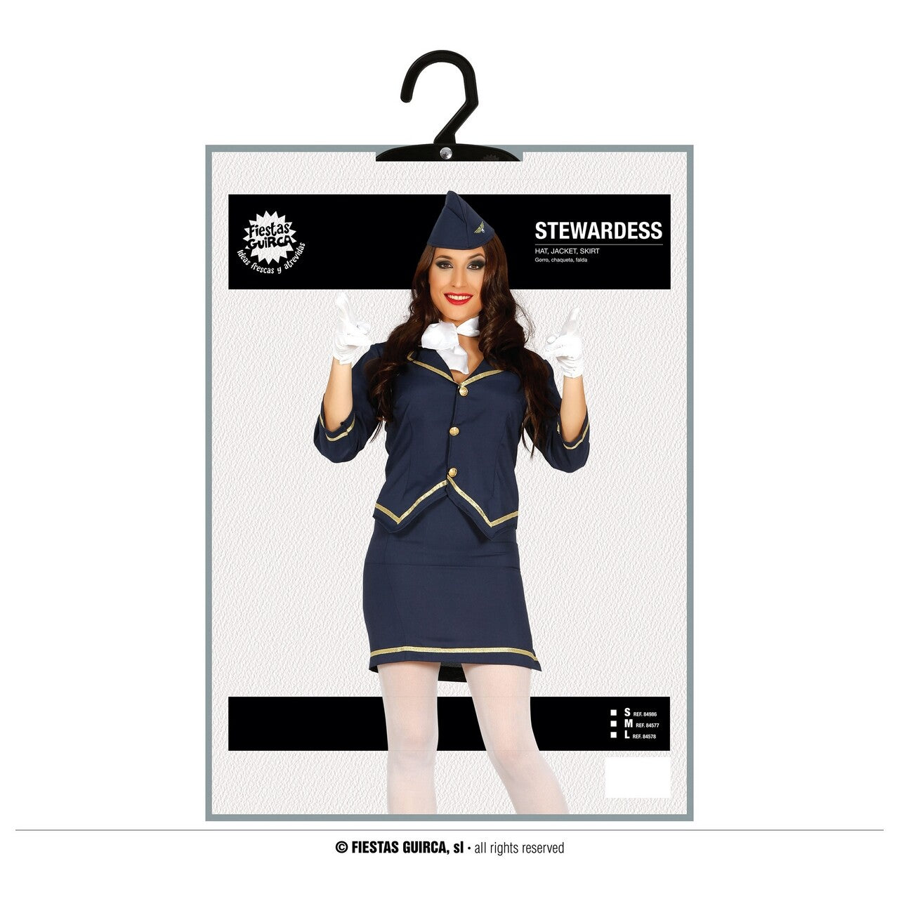 Op deze afbeelding zie je een Kostuums, van het merk Guirca. Stewardess At Your Service Vrouw Kostuum
