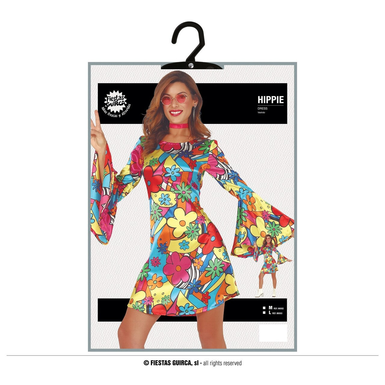 Op deze afbeelding zie je een Kostuums, van het merk Guirca. Veelkleurige Hippie Mellow Flower Vrouw Kostuum