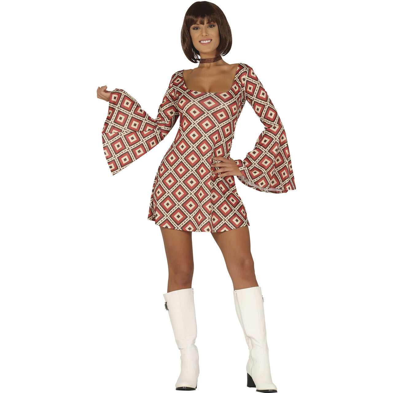 Op deze afbeelding zie je een Kostuums, van het merk Guirca. Super 70s Carly Curtain Vrouw Kostuum