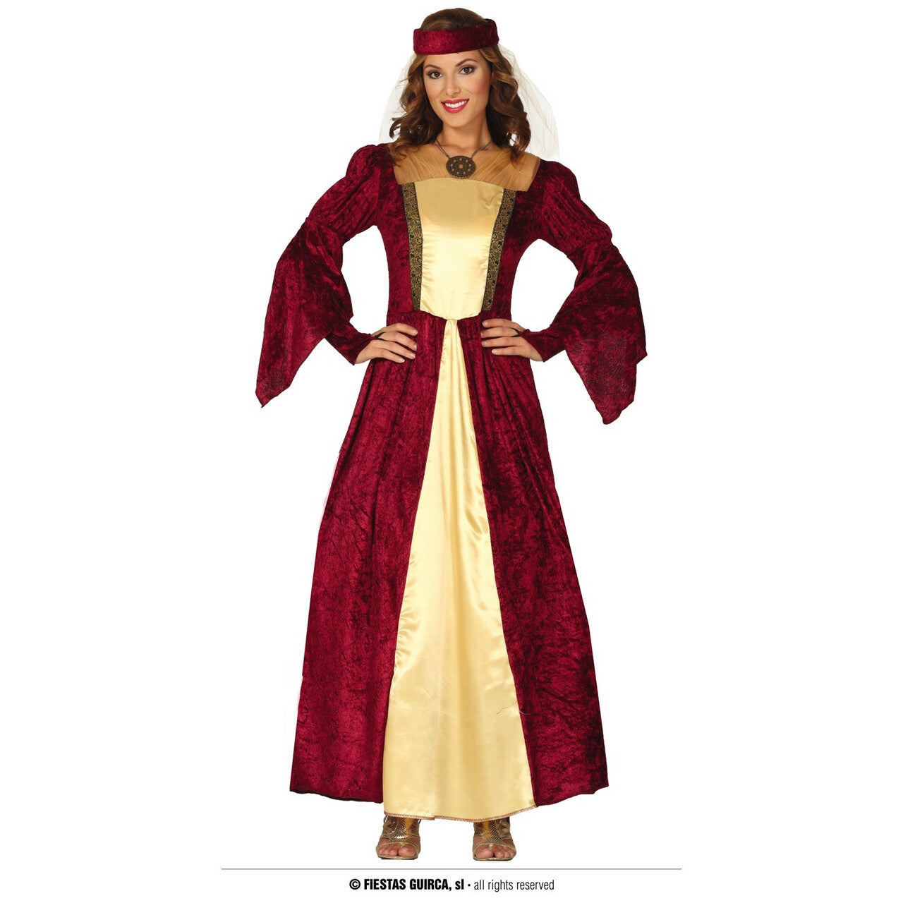 Op deze afbeelding zie je een Kostuums, van het merk Guirca. Middeleeuwse Jonkdame Prinses Velvet Vrouw Kostuum