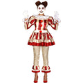 Gestreepte Lady Killer Clown Vrouw Kostuum