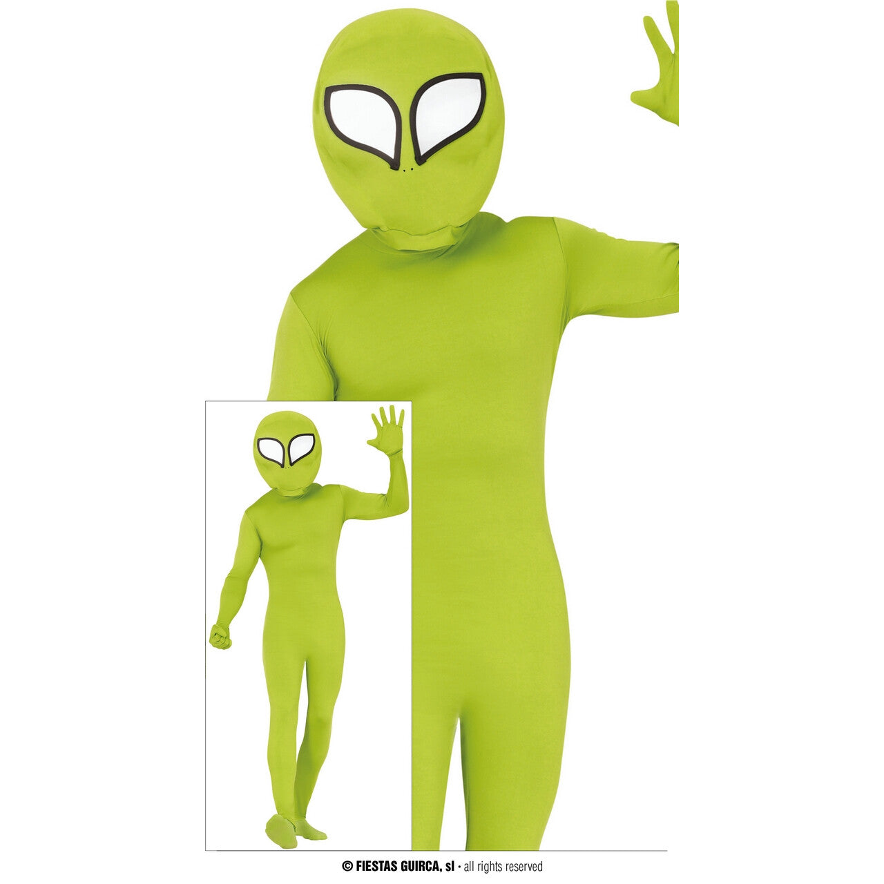 Op deze afbeelding zie je een Kostuums, van het merk Guirca. Groen Mannetje Van Mars Kostuum