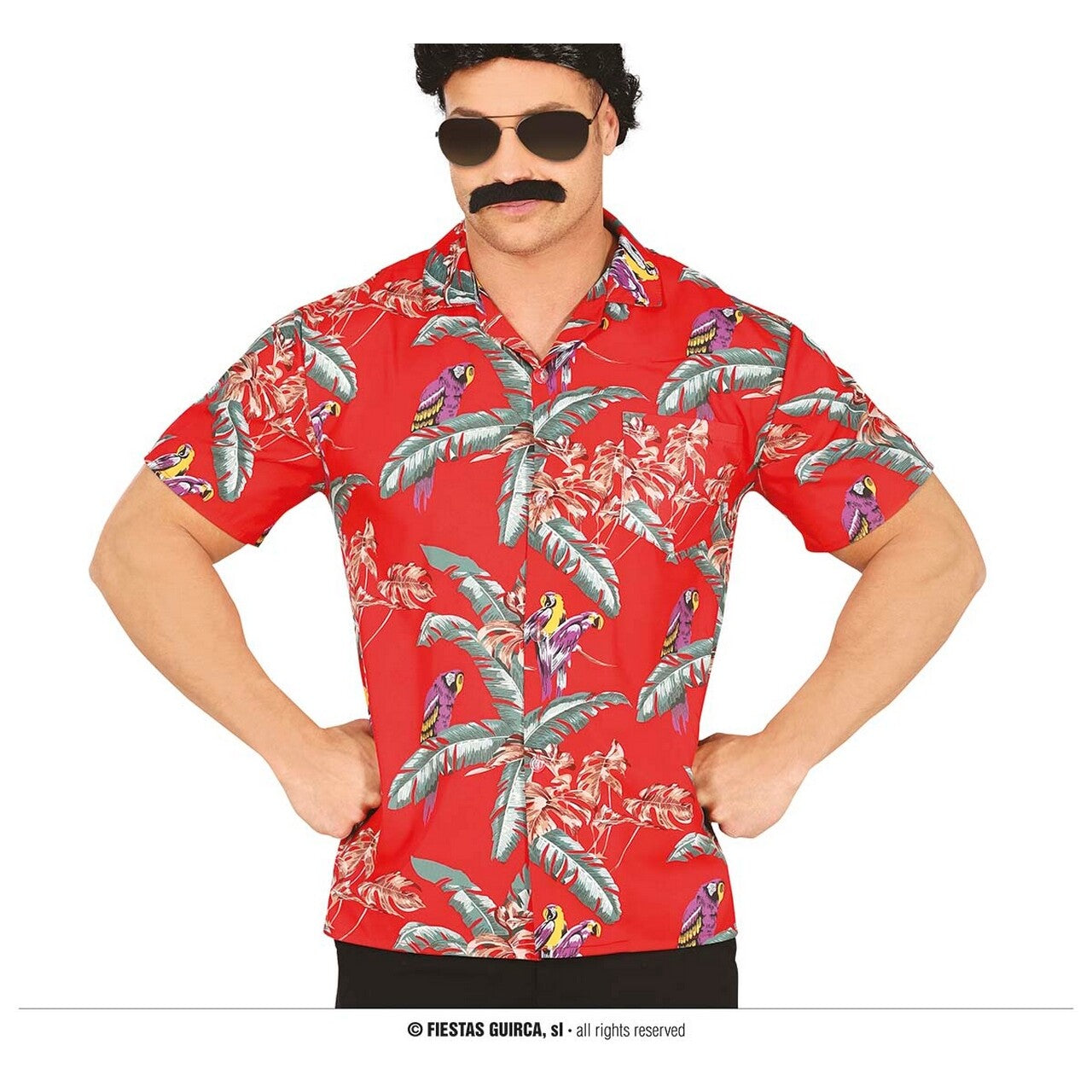 Op deze afbeelding zie je een Kostuums, van het merk Guirca. Hawaii Shirt Birds And Trees Man
