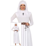 Op deze afbeelding zie je een Kostuums, van het merk Guirca. Witte Lonneke Non Vrouw Kostuum