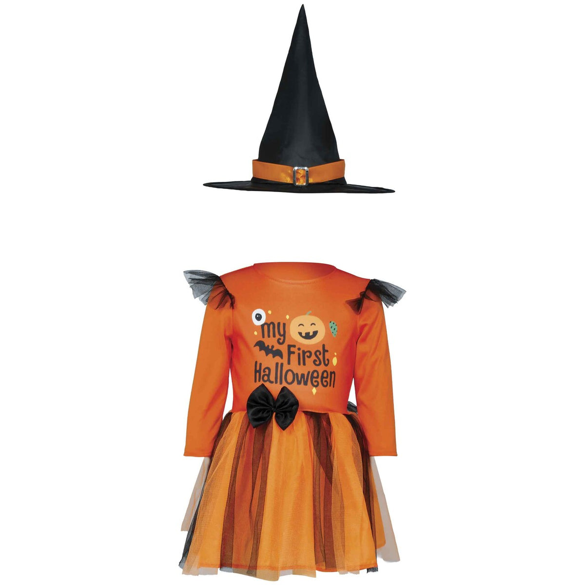 Op deze afbeelding zie je een Kostuums, van het merk Guirca. First Halloween Pompoen Heksje Meisje Kostuum