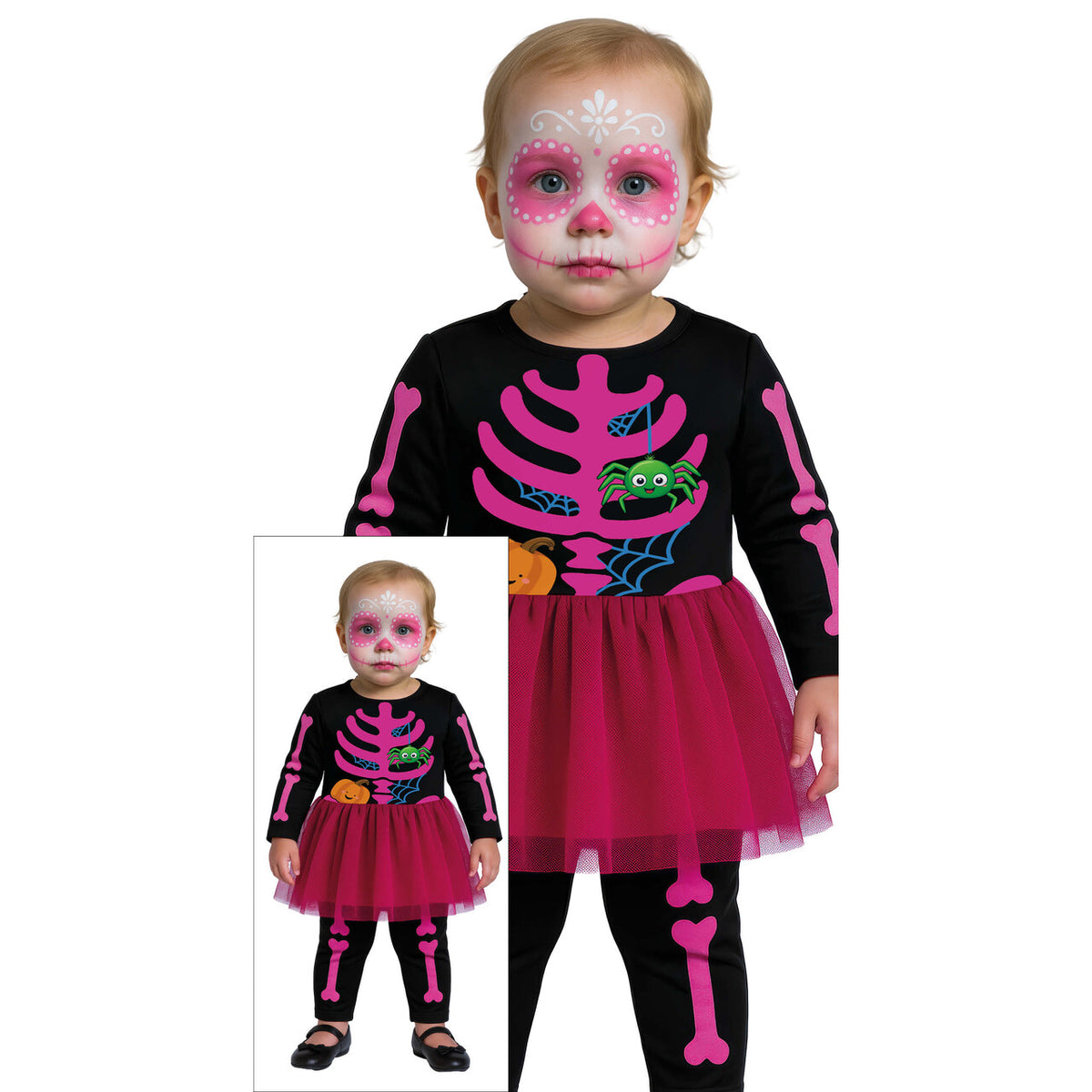 Op deze afbeelding zie je een Kostuums, van het merk Guirca. Cute Skeleton Meisje Kostuum