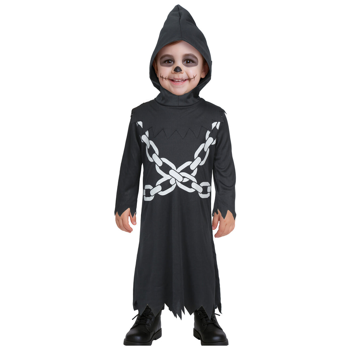 Op deze afbeelding zie je een Kostuums, van het merk Guirca. Lil Death Chain Kind Kostuum