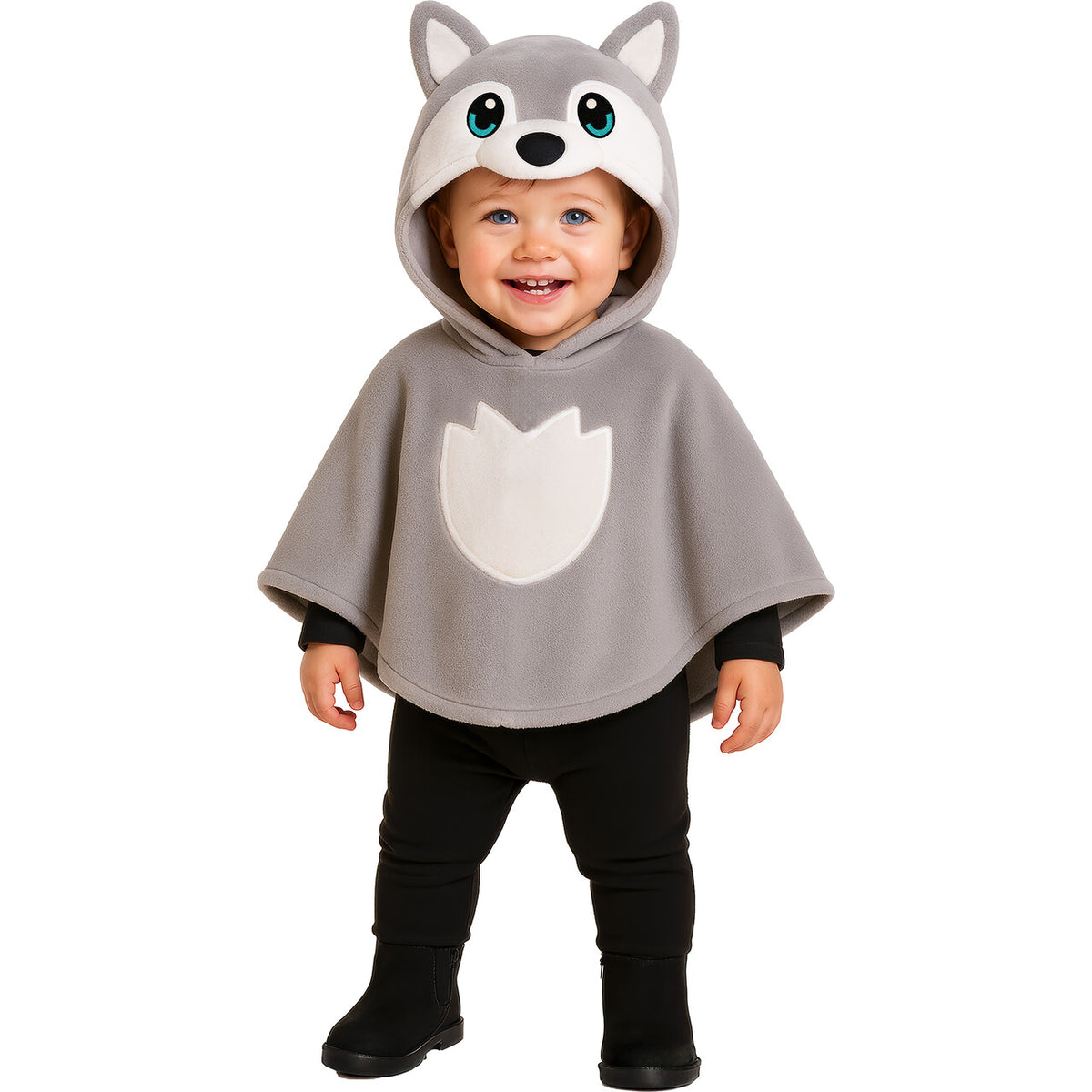 Op deze afbeelding zie je een Kostuums, van het merk Guirca. Wolfje Baby Poncho Kind