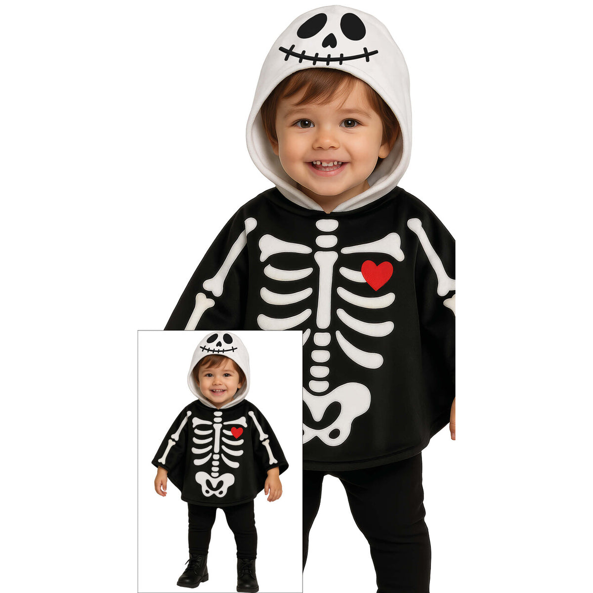 Op deze afbeelding zie je een Kostuums, van het merk Guirca. Baby Skelet Poncho Kind