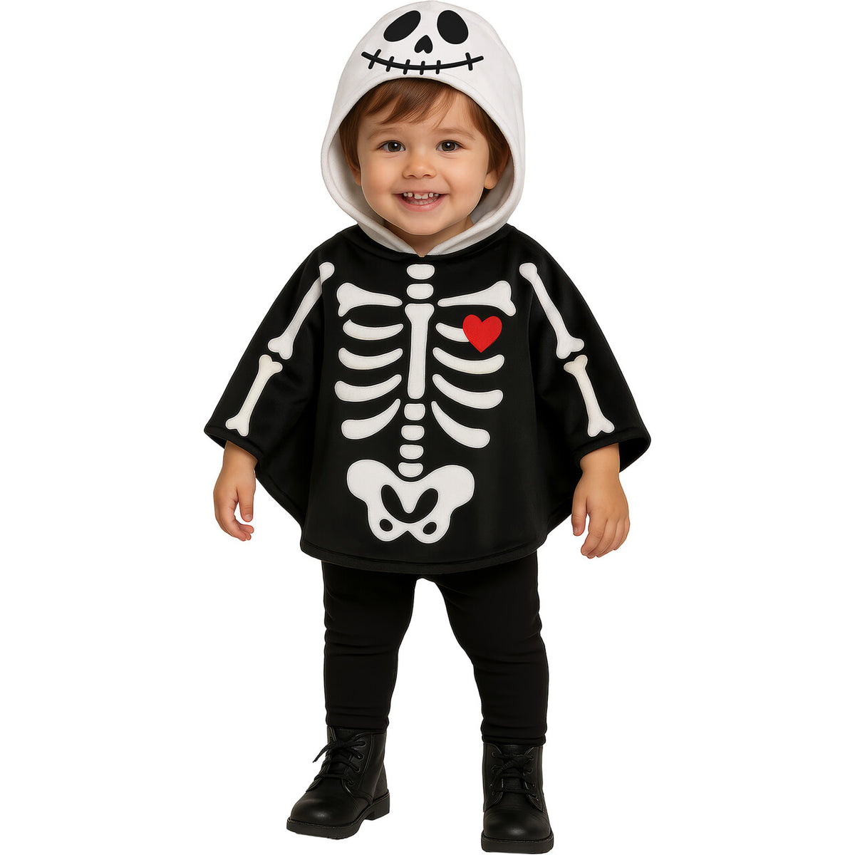 Op deze afbeelding zie je een Kostuums, van het merk Guirca. Baby Skelet Poncho Kind