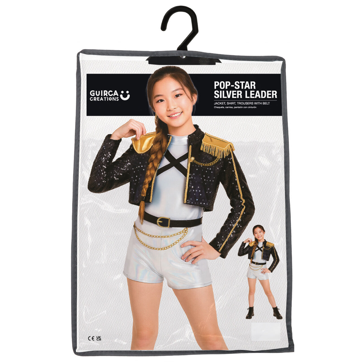 Op deze afbeelding zie je een Kostuums, van het merk Guirca. K-Pop Star Silver Leader Meisje Kostuum