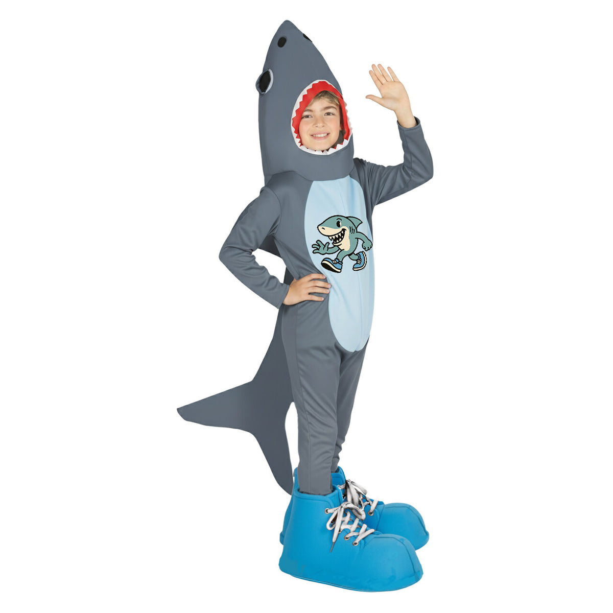 Op deze afbeelding zie je een Kostuums, van het merk Guirca. Walking Shark Kind Kostuum
