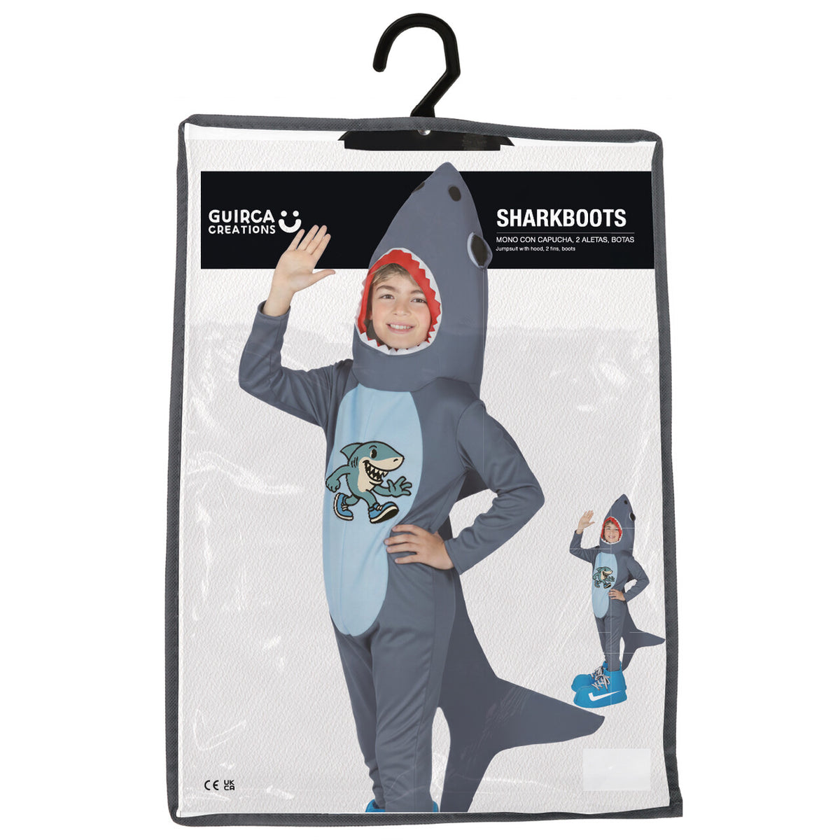 Op deze afbeelding zie je een Kostuums, van het merk Guirca. Walking Shark Kind Kostuum