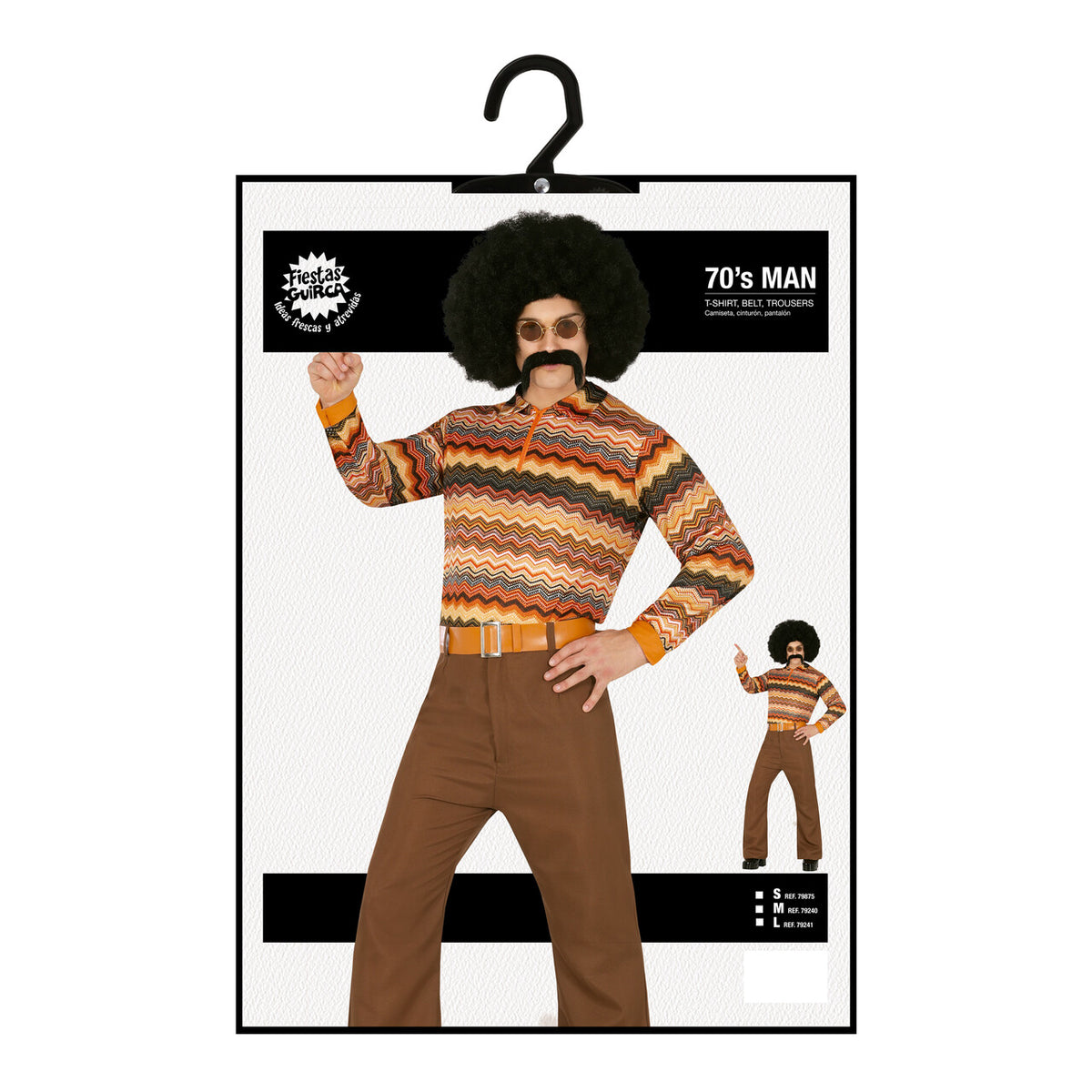 Op deze afbeelding zie je een Kostuums, van het merk Guirca. Back Tot The 70S Guy Man