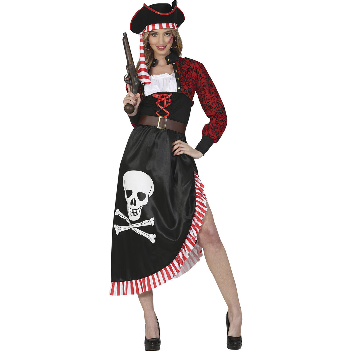 Op deze afbeelding zie je een Kostuums, van het merk Guirca. Piraat Barbar Skull Vrouw Kostuum