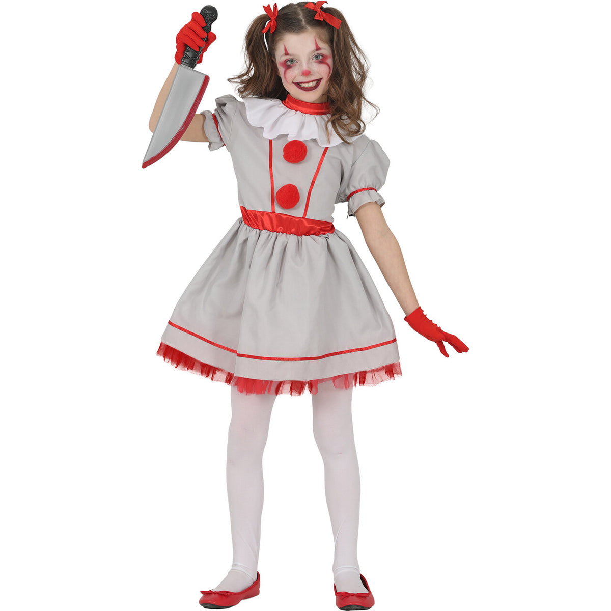 Op deze afbeelding zie je een Kostuums, van het merk Guirca. Killer Girl Pennywise Meisje Kostuum