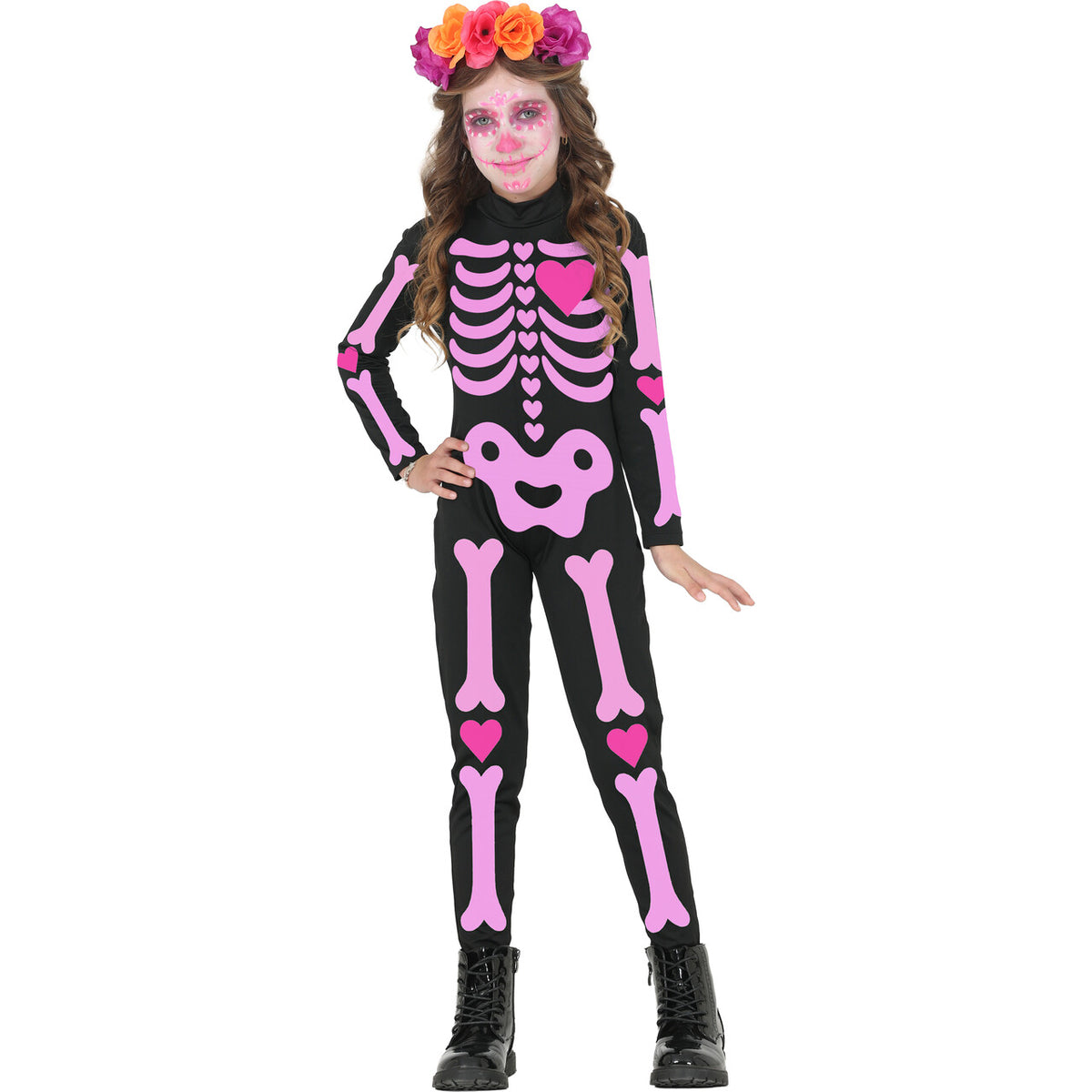 Op deze afbeelding zie je een Kostuums, van het merk Guirca. Pink Skeleton Meisje Kostuum