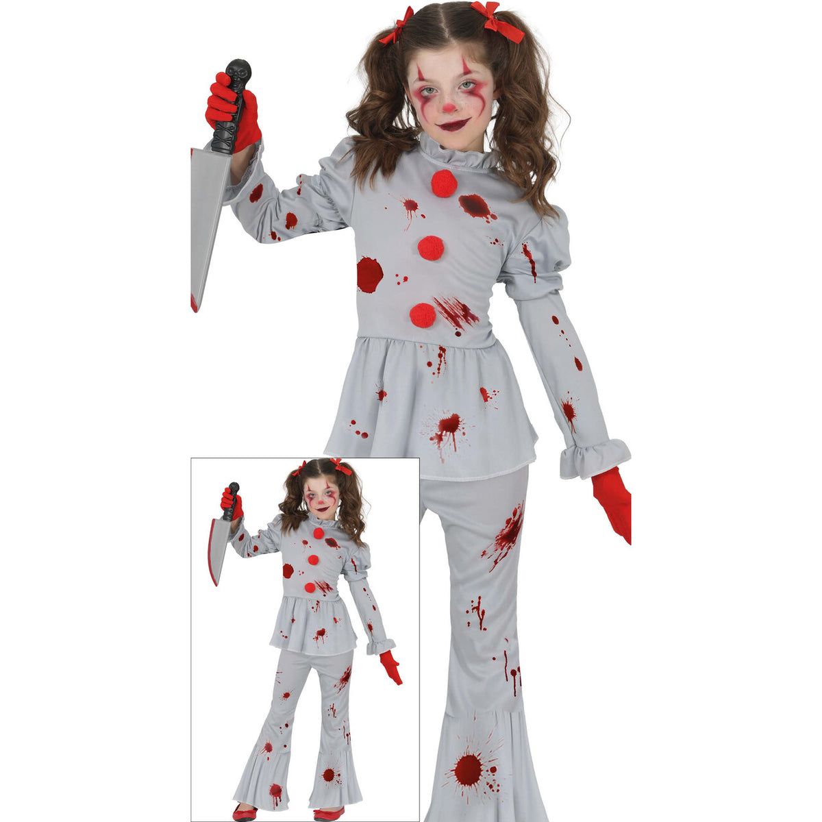 Op deze afbeelding zie je een Kostuums, van het merk Guirca. Lady Clown Pennywise Meisje Kostuum