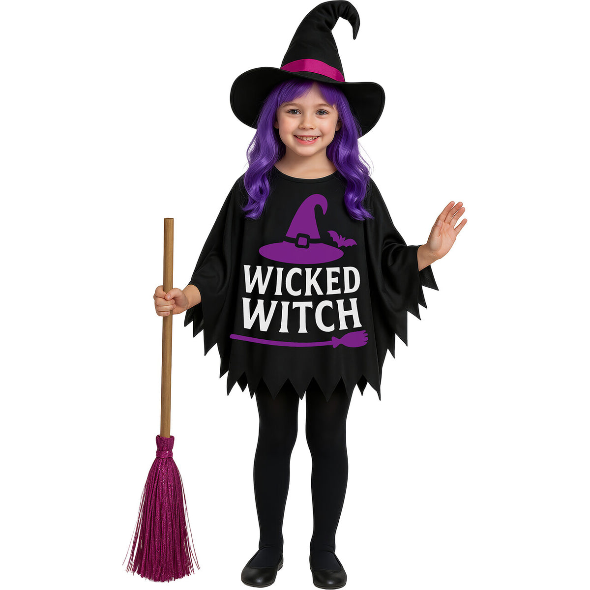 Op deze afbeelding zie je een Kostuums, van het merk Guirca. Kleine Wicked Witch Meisje Kostuum