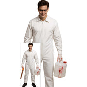 Op deze afbeelding zie je een Kostuums, van het merk Guirca. Witte Horror Jumpsuit Man Kostuum