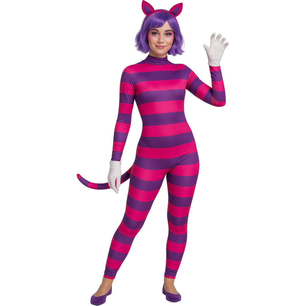 Op deze afbeelding zie je een Kostuums, van het merk Guirca. Alice In Wonderland Cheshire Cat Vrouw Kostuum
