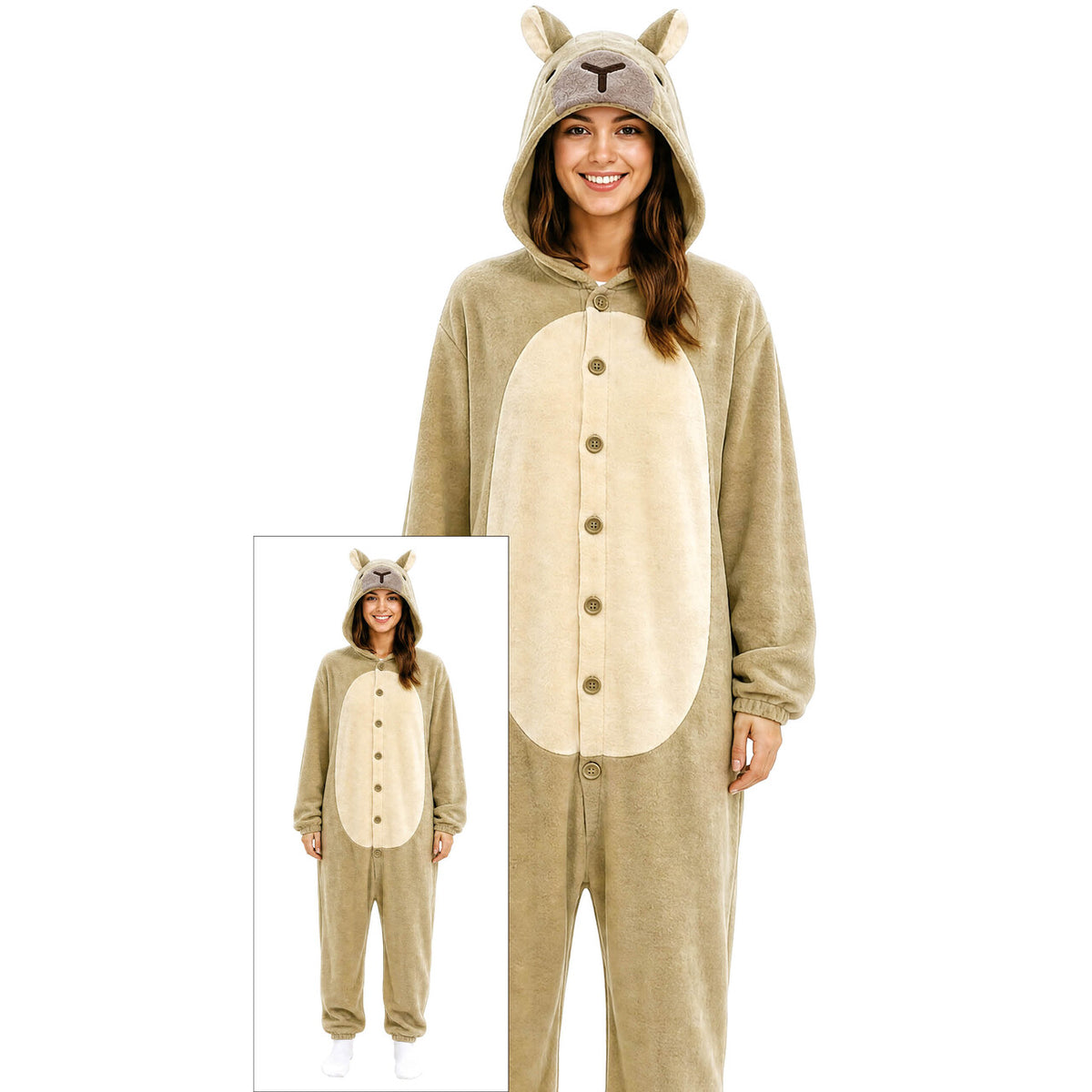 Op deze afbeelding zie je een Kostuums, van het merk Guirca. Cute Capibara Onesie Vrouw Kostuum