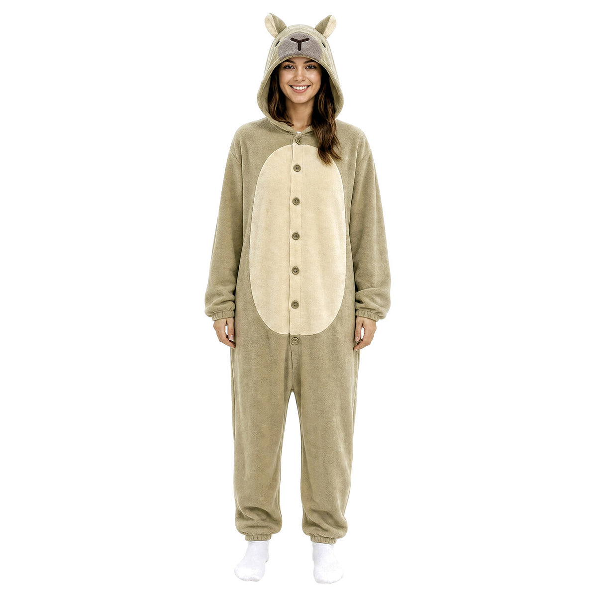 Op deze afbeelding zie je een Kostuums, van het merk Guirca. Cute Capibara Onesie Vrouw Kostuum