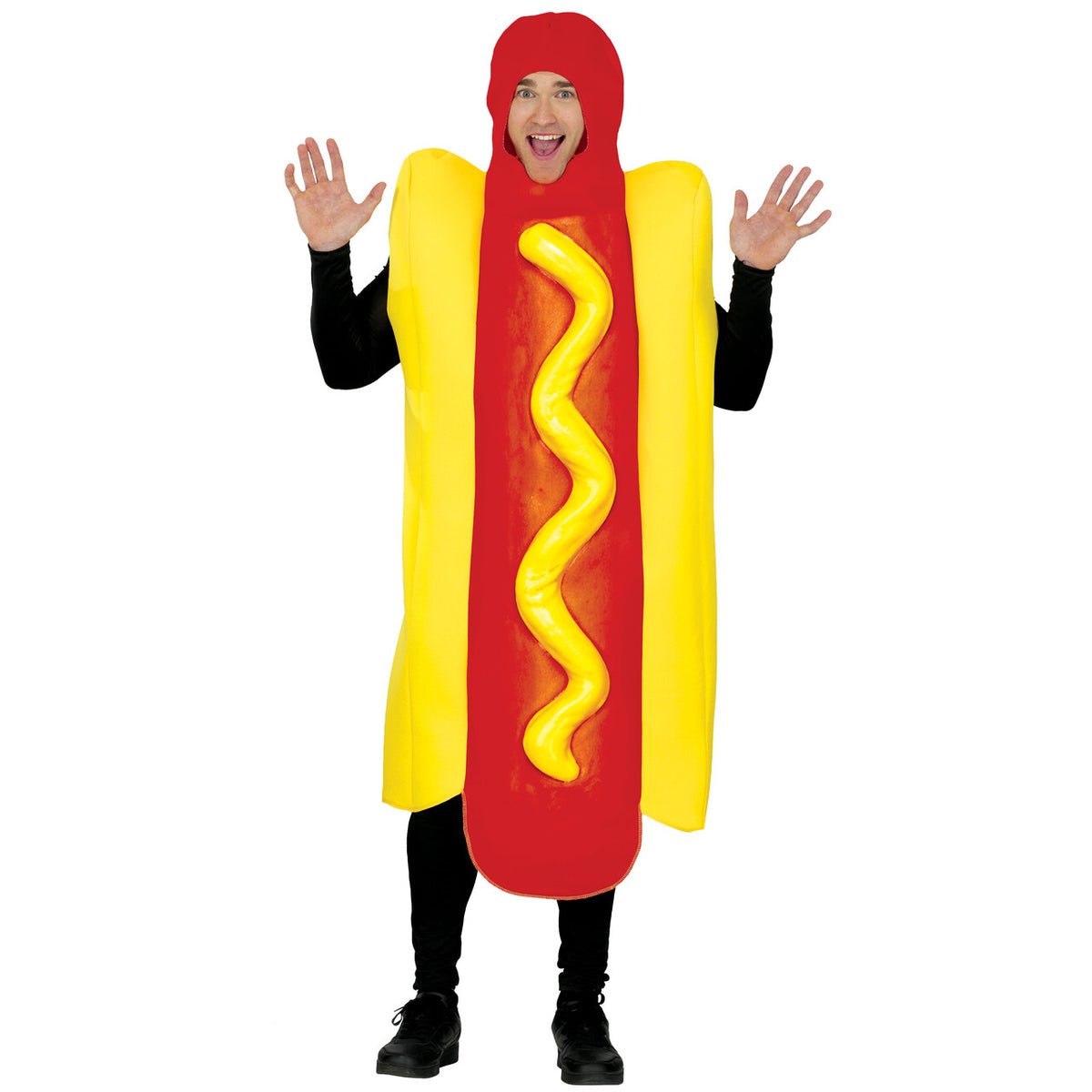 Op deze afbeelding zie je een Kostuums, van het merk Guirca. Broodje Hot Dog Man Kostuum