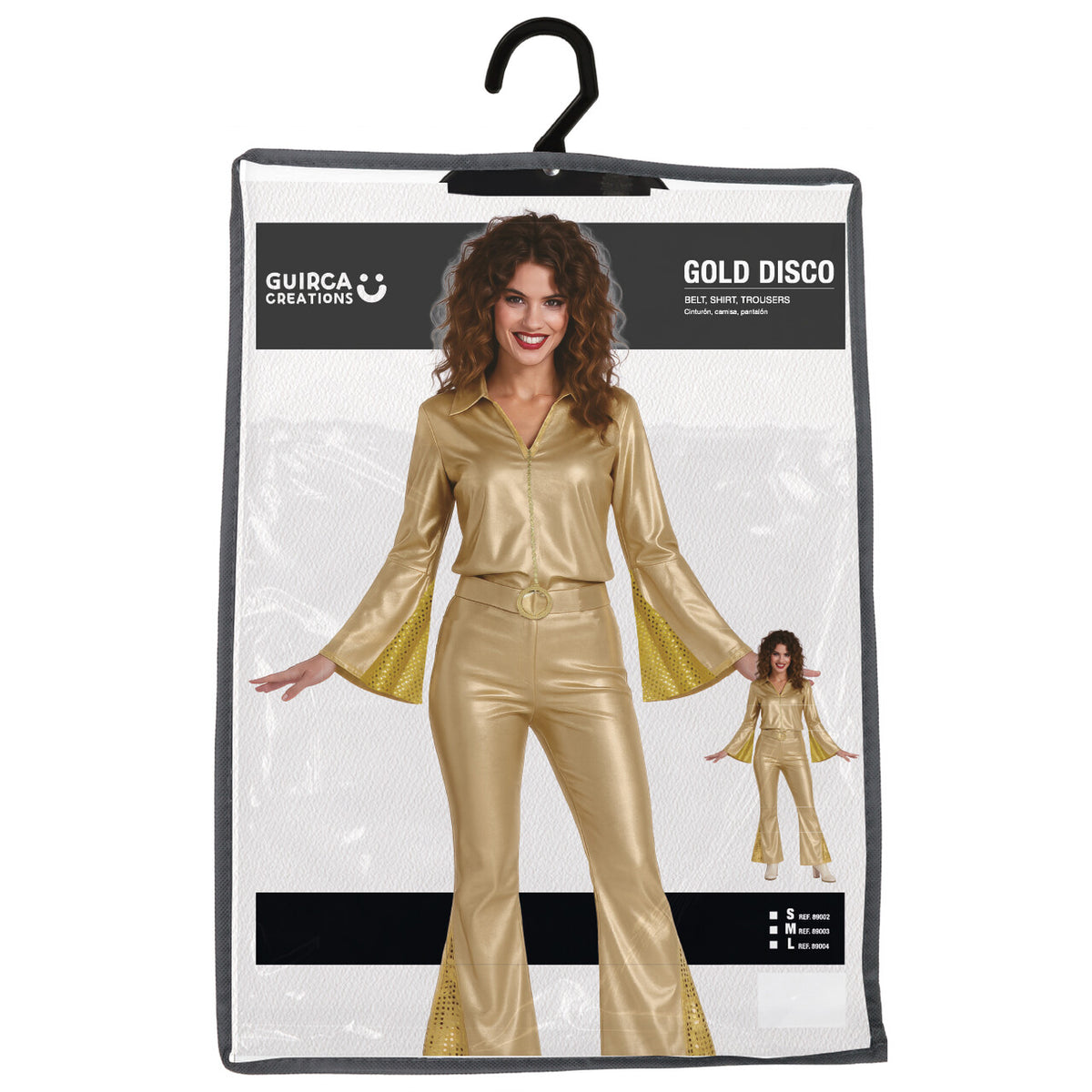 Op deze afbeelding zie je een Kostuums, van het merk Guirca. 70S Golden Dancing Queen Vrouw Kostuum